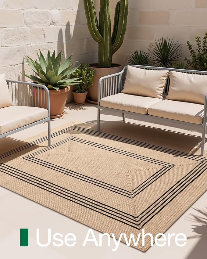 LUMI 5x8 Jute Area Rug for Living Room, Natural Handwoven Rugs Non Slip, Farmhouse Braided Carpets No Shedding for High Traffic, Dining Room, Indoor, Outdoor, Patio
