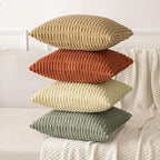 MIULEE Pack of 2 Corduroy Decorative Lumbar Throw Pillow Covers 20x12 Inch Soft Boho Striped Pillow Covers Modern Farmhouse Home Decor for Summer Sofa Living Room Couch Bed Light Olive Green