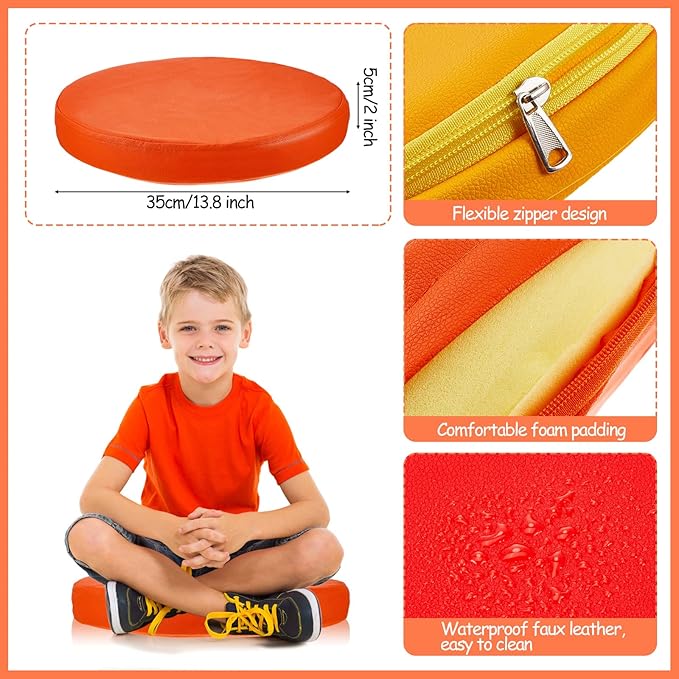 Juexica 8 Pcs Extra Thick Flexible Seating Floor Cushions Assorted Colored Floor Pillow Classroom Seat Cushions Soft Classroom Seating for Kids Learning Daycare School Chair(Classic Color)