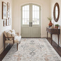 GENIMO 3x4 Area Rugs for Living Room, Machine Washable Rug, Non Slip Indoor Vintage Rug, Low Pile Lightweight Chenille Print Carpet for Bedroom Dining Room Home Office, Light Taupe Brown