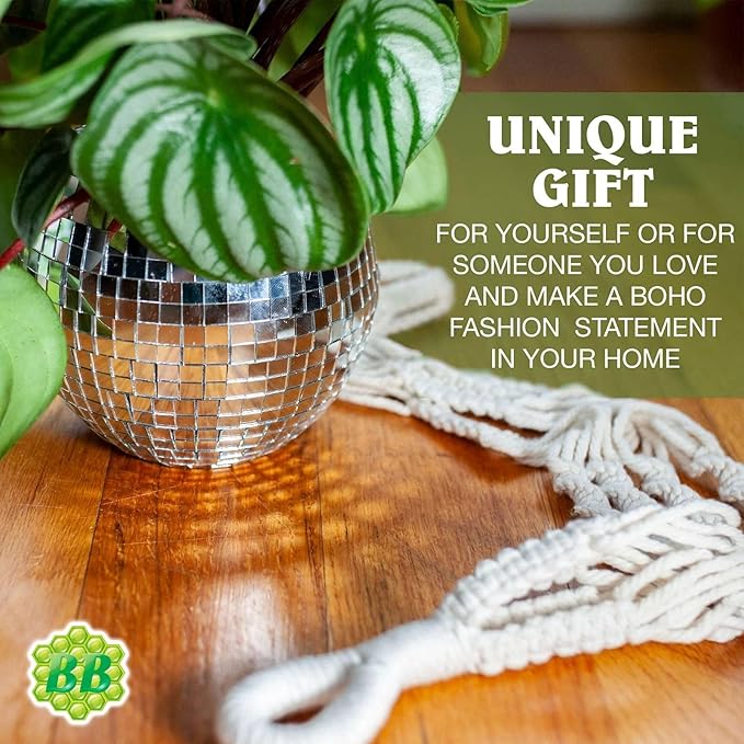 Macrame Plant Hanger with Short Rope (No Tassel) - 23 Inch - Cotton Macrame Cord for Boho Decor Flower Pots - Bohemian Chic Home Decor, Simple Indoor Outdoor Hanging Houseplants or Terrarium | 1 Pack