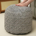 Round Stuffed Pouf Ottoman for Foot Rest, Faux Fur Poufs with Foam Chunk Filling, Storage Ottoman Pouf Foot Stool Cushion, 20 X 15 InchFloor Poufs Foot Rest for Living Room Bedroom Home Decor (Grey)