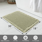 MIULEE Set of 2 Waffle Bathroom Rugs, Boho Bath Rugs Non Slip Washable, Super Absorbent Bath Mats, Ultra Soft Rubber Backed Shower Mats for Bathroom Floor, Tub and Shower, Sage Green, 18x30 Inch