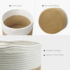 TIMEYARD Jute Rope Plant Basket Large Modern Woven Basket for 11'' Flower Pot Floor Indoor Planters, 12''x12'' Storage Baskets Rustic Home Decor White and Jute