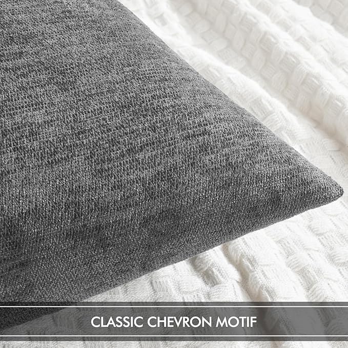 MIULEE Pack of 2 Dark Gray Decorative Pillow Covers 18x18 Inch Soft Chenille Couch Throw Pillows Farmhouse Cushion Covers for Home Decor Sofa Bedroom Living Room