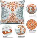 Coliuso Decorative Throw Pillow Covers 18x18 inch Set of 4,Orange and White Modern Simple Square Pillow Case Cushion Cover for Sofa Couch Farmhouse Outdoor Living Room (Burnt Orange and White)