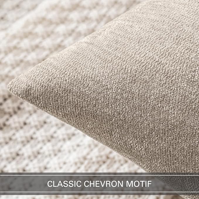 MIULEE Pack of 2 Beige Decorative Pillow Covers 16x16 Inch Soft Chenille Couch Throw Pillows Farmhouse Cushion Covers for Home Decor Sofa Bedroom Living Room