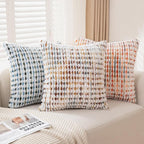 Boho Throw Pillow Covers Set of 2-18x18 Inch Farmhouse Tufted Pillow Covers Neutral Chenille Boho Throw Pillows, Accent Fluffy Pillow Cases for Couch Living Room Bed Sofa, Yellow and White