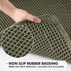 MIULEE Set of 2 Waffle Bathroom Rugs, Boho Bath Rug Super Absorbent, Non Slip Washable Ultra Soft Rubber Backed Shower Bath Mats for Floor, Tub, Shower, Bordered Design, Green, 18x30 Inch