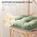 Love's cabin Memory Foam Chair Cushions Set of 4, 19"x19"x3.5" Indoor & Outdoor Seat Pads for Dining, Kitchen, Office, Patio Chairs - Green