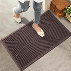 Sturdy Front Door Mat, Absorbent Muddy Dirt Resist Welcome Door Mats Outdoor Indoor, Stain and Fade Resistant, Non-Slip Backing Entry Mat Low Profile Doormat for Entryway, 36×24, Coffee