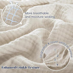 PHF 100% Cotton Muslin Blanket King Size 108"x90", 4-Layer Lightweight Gauze Throw, Breathable Cloud-Soft Minimalist Blanket for Bed, Couch, Camping & Baby, Oat Milk, Ideal Gift