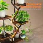 Bstrip 8-Tier Plant Stand with Grow Light, 57 Inch Indoor Plant Shelf, Decor Flower Stand for Living Room & Patio, Rust-Resistant Pipes & Waterproof MDF Boards