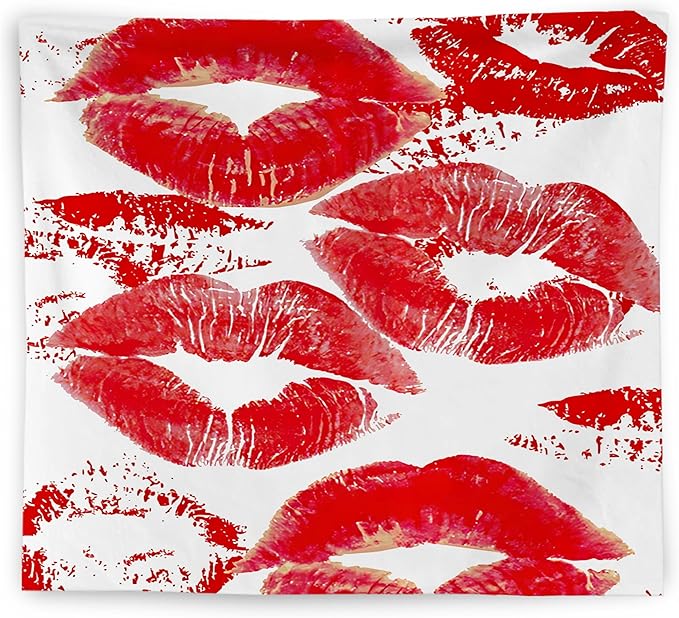 WNAGT Trendy Black and White Kiss Lips Tapestry Wall Hanging, Funky Makeup Wall Decor, Fashion Aesthetic Wall Blanket Decor for Girls Room College Dorm Makeup Room Beauty Room, 50x60 Inch