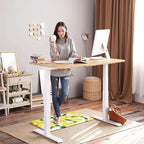 MAYHMYO Lemon Kitchen Mat Set of 2 - Anti Fatigue Mats for Kitchen Floor - Non Slip Cushioned Rugs for Standing - Lemon Decor (17.3"×29"+17.3"×47"-0.4") White