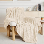 50x70 Inch Beige Throw Blanket - Soft & Fluffy Fleece, Cute & Aesthetic, Perfect for Sofa, Couch, Chair, Bed, Living Room & Bedroom, All-Season Use, Plush & Cozy Decorative Blanket