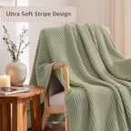 WRENSONGE Pineapple Stitch Throw Blanket, Sage Green Soft Cozy Fluffy Warm Hand Made Throw Blankets for Couch, Sofa, Chair, Bed, Camping, Picnic, Travel Lightweight Bed Blanket - 60"*80"