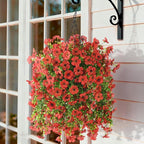 Artificial Flowers Hanging Baskets, 4 Bundles Outdoor Hanging Basket Spring Summer Decoration, No Fade Realistic Fake Flowers Plants for Porch Patio Balcony Home Yard Decor(Red)