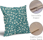 Teal Pillow Covers 22x22 Set of 2 Vintage Floral Rustic Old Style Cute Flower Print Decorative Outdoor Pillowcases Seasonal Farmhouse Throw Cushion Case Decor for Couch Sofa Bed