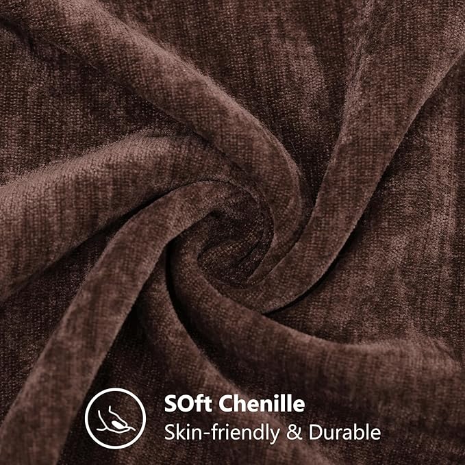 decorUhome Chenille Reddish Brown Spring Throw Pillow Covers 16x16 Inch Set of 2, Decorative Soft Couch Pillow Covers Solid Dyed Accent Farmhouse Neutral Square Pillow Cases for Sofa