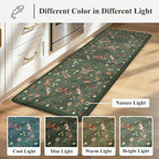 LEEVAN Anti Fatigue Mats for Kitchen Floor Non-Slip, Cushioned Kitchen Mats for Floor 20''x31'', Green Memory Foam Kitchen Mat Set, Waterproof Ergonomic Green Ding Mat for Bar, Office,Desk, Laundry