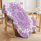 Boho Mandala Floral Throw Blanket Bohemian Hippie Flower Blanket for Sofa Bed Couch Chair Or Dorm 70"x80"