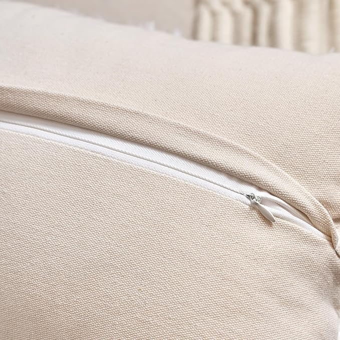 Aeckself Boho Chenille Tufted Pillow Cover 18 x 18 Inch, Decorative Square Throw Pillow Cover Neutral Pillowcase for Couch Bedroom Living Room, Brown White