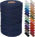 NOANTA Dark Blue Macrame Cord 5mm x 109yards, Colored Macrame Rope Cotton Rope Macrame Yarn, Colorful Cotton Craft Cord for Wall Hanging, Plant Hangers, Crafts, Knitting