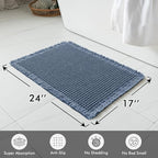 MIULEE Set of 2 Waffle Bathroom Rugs, Boho Bath Rugs Non Slip Washable, Super Absorbent Bath Mats, Ultra Soft Rubber Backed Shower Mats for Bathroom Floor, Tub and Shower, Blue, 17x24 Inch