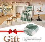 LURKA Checkered Sherpa Fleece Throw Blanket – Soft and Cozy, Medium Weight for All Season, Plush Throw for Couch, Bed & Pets, Sage, 50x60 Inches