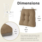 AddGrace Chair Cushions for Dining Chairs Set of 4 Kitchen Seat Cushions with Ties and Non Slip Backing Tufted Indoor Seat Pad for Kitchen Dining Room 18" x 17" x 3" Light Brown