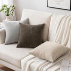 MIULEE Pack of 2 Light Grey Decorative Pillow Covers 18x18 Inch Soft Chenille Couch Throw Pillows Farmhouse Cushion Covers for Home Decor Sofa Bedroom Living Room