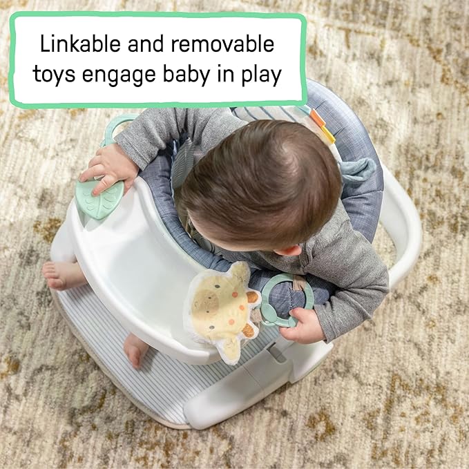 Ingenuity Prop Spot Learn-to-Sit Floor Seat for Baby, Removable Tray, 2 Linkable Toys, Tummy Time Mat, Unisex, for Ages 4-12 Months - Casi