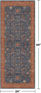 Navy Blue Runner Rug 2x5 for Hallway, Kitchen, Bathroom, Mudroom, Laundry Room, Washable Non Slip Non Skid Rubber Backing Low Pile Stain Resistance