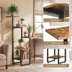 HOOBRO Plant Stand Indoor, 5 Tiered Corner Plant Shelf Flower Stand for Multiple Indoor Plants, Square Plant Flower Display Shelf for Living Room, Balcony, Patio, Rustic Brown and Black BF06HJ01