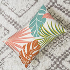 Summer Tropical Pillow Covers 12x20 Set of 2, Monstera Palm Leaf Pillowcase Green Orange Botanical Coral Summer Throw Pillows Outdoor Decor Farmhouse Cushion Case Linen Decorative for Home