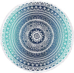 Microfiber Mandala Round Blue Beach Towel Blanket, Oversized Quick Dry Super Absorbent Thick Towel for Pool Swimming Picnic Yoga Mat Wall Decor Tapestry Circle Table Cloth, 59” Bohemian Towel