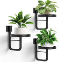Wall Plant Holder, 7.9 Inch Hanging Plant Holder Wall Planters for Indoor Plants, Wall Mounted Plant Holder Window Plant Shelves for Outdoor Metal Wall Planter Black 3Pcs