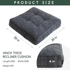 HIGOGOGO Tufted Corduroy Recliner Seat Cushion for Elderly, High Density Foam Large Square Seat Cushion for Recliner Chair, Floor Pillow, Office Chair, Car, No Pressure on Thighs, 20x20x4