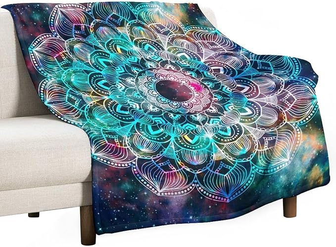 Colorful Mandala Throw Blanket Bohemian Boho Galaxy Blanket for Sofa Bed Couch Chair Or Dorm 50"x60"