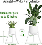 Adjustable Plant Stands Set of 2, Metal Small Plant Holder, Heavy Duty Stable Flower Holder Stand Rack for Various Pot Sizes Indoor Outdoor Corner Living Room Balcony Office White PS-007WH-2