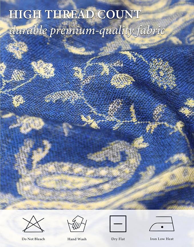 Achillea Reversible Paisley Pashmina Rave Scarf – Exotic Indian Shawls and Wraps for Evening Dresses, Festivals, All Seasons
