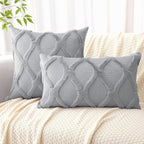 decorUhome Spring Throw Pillow Covers 16x16 Inch Set of 2, Soft Plush Faux Fur Wool Grey Accent Couch Pillow Covers for Modern Farmhouse Bed Sofa Living Room