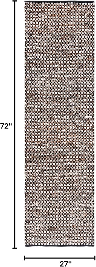 SAFAVIEH Natura Collection Runner Rug - 6' Runner, Black & Ivory, Transitional Design, Ideal for High Traffic Areas in Hallway, Bathroom & Kitchen (NAT349Z-26)