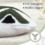 Boho Accent Lumbar Pillow Covers 12x20 - Tufted Abstract Modern Throw Pillow Covers, Farmhouse Decorative Pillowcase for Couch, Sofa, Bed, Living Room -Green Pink Black Geometric