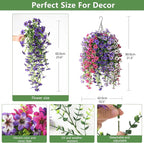 INQCMY Artificial Fake Hanging Plants Flowers Basket for Spring Outdoor Outside Porch Decoration,UV Resistant Faux Silk Flower in Planter for Home Patio Balcony Garden Yard Decor,Mixed Color