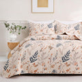 JSD Floral Quilt Set Full/Queen Size, 3 Piece Printed Bedspreads Coverlet with Pillow Sham, Soft Microfiber Quilted Blanket