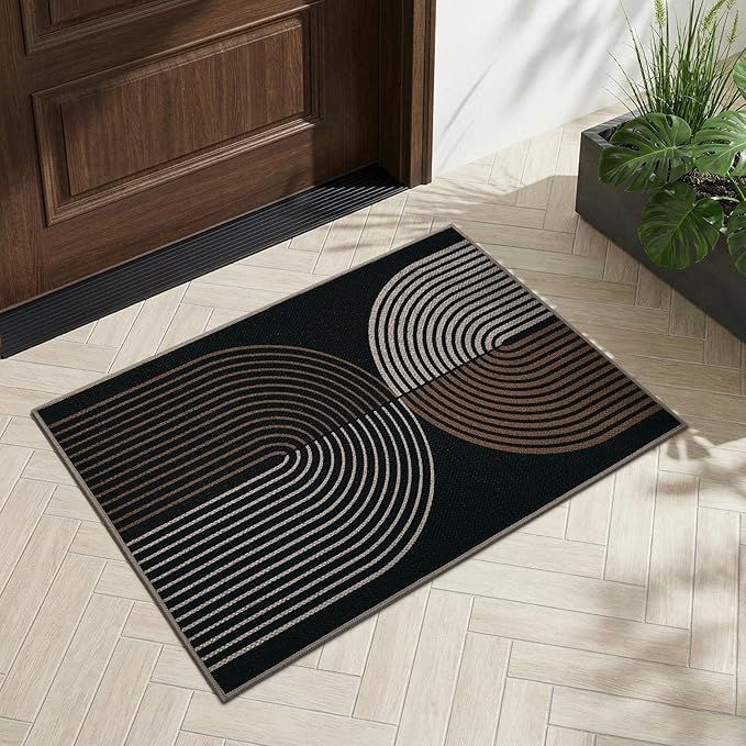 GarveeHome Rainbow Easy Jute Rug 2x3 Entryway Rug Indoor Outdoor Front Door Mat Neutral Non Slip Non Shedding Washable Carpet Farmhouse Kitchen Mat