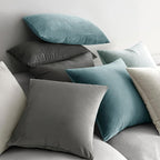 MIULEE Velvet Throw Pillow Covers 18x18 Inch, Pack of 2 - Greyish White, Soft Solid Decorative Pillow Covers Cushion Cases Modern Luxury Home Decor for Spring Couch Sofa Bedroom Livingroom