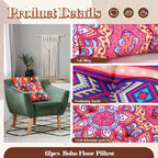 Nuogo 12 Pcs Bohemian Floor Cushions Bulk 15 Inch Boho Floor Sitting Meditation Pillows Yoga Mandala Meditation Pouf for Living Room Balcony Office Tatami(Square)